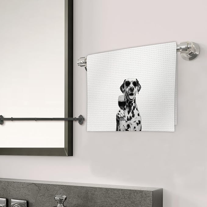 Dalmatian Gifts Wine Dog Kitchen Towels, Gifts for Dalmatian Dog Wine Lovers Decorative Hand Dish Towel for Kitchen Home Bar, Funny Dalmatians Dogs WineLover Home Bar Kitchens Decor(16x24 Inch)