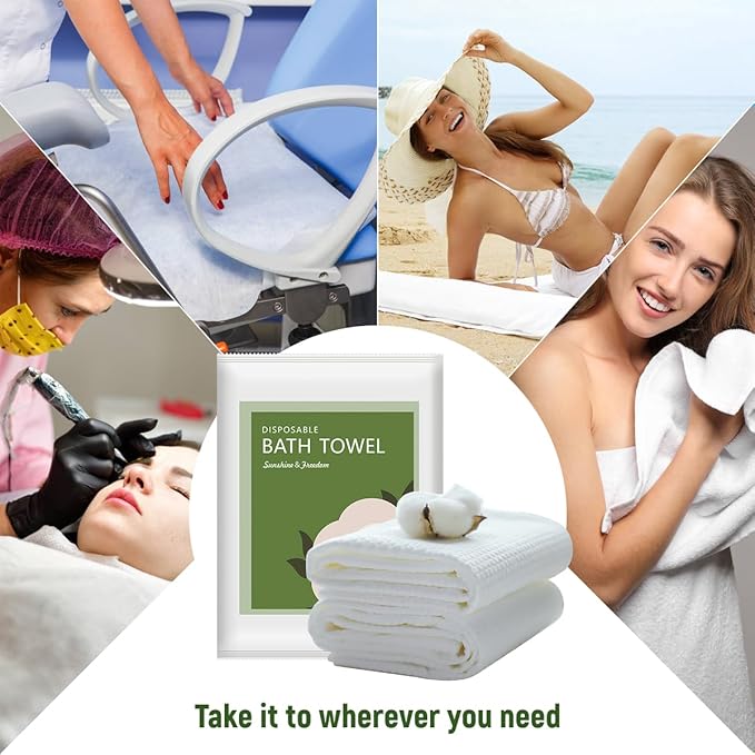 Disposable Bath Towels, 10pack 55" x 27.5" Ultra-Soft and Quick Dry Bath Towel, Portable Salon Towels for Travel Sauna Spa Beach Gym