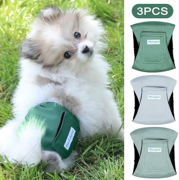 Paw Legend Washable Dogs Diapers Male Dog Belly Bands for Male Dogs Diapers Reusable Puppy & Doggie Diapers Male (3 Pack, Small)