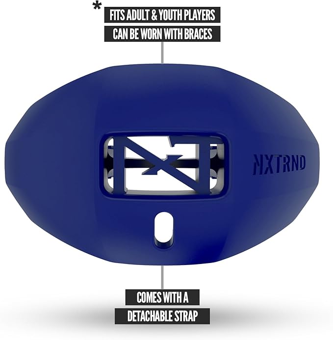 Nxtrnd One Football Mouth Guard, Strap Included, Fits Adult & Youth (Navy Blue)