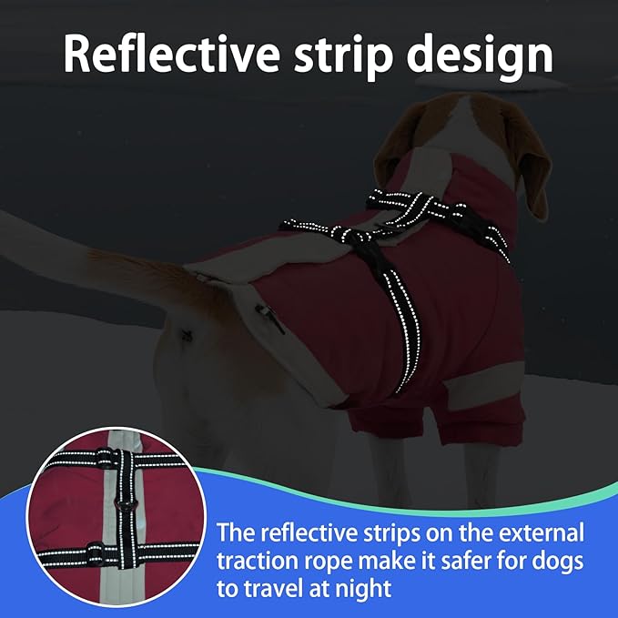 MIGOHI Snowproof Dog Jacket with Harness Reflective Small Dog Coat with Sleeves,Waterproof Fleece Winter Puffer Jacket for Dogs,Turtleneck Puppy Coats for Dogs Chilly Day,S,Pink