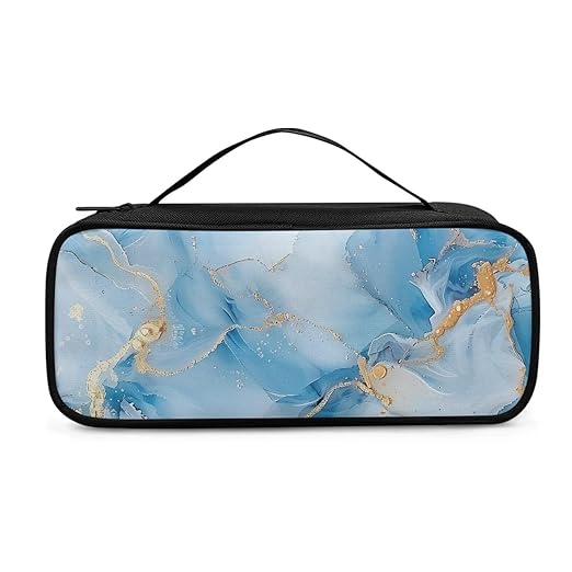 Gomyblomy Blue Marble Stethoscope Bag Travel Carrying Case for Stethoscope and Other Accessories, Large Capacity Stethoscope Case with Extra Mesh Pocket for Nurse Doctors