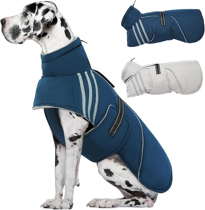 Warm Dog Coat, Reflective Adjustable Dog Jacket, Furry Turtleneck Winter Coat Thicken Dog Fleece Vest, Waterproof Windproof Dog Cold Weather Coats with Buckle for Puppy Small Medium Large Dogs