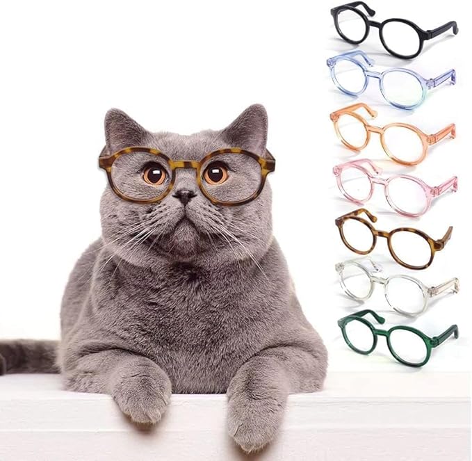 Nerd Glasses, Black Pet Dog Cute Glasses Clear Lens Retro Glasses Photo Props Transparent Cat Sun Glasses for Small Dogs Cats Cosplay Costume