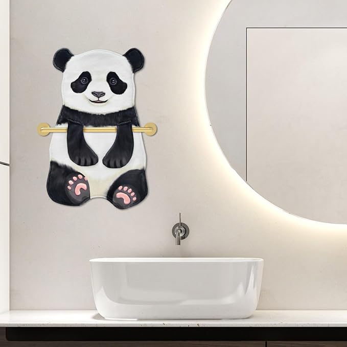 Panda Funny Hand Towels for Bathroom Kitchen Decor Animal Towel Decorative Hanging Washcloths Face Towels Super Absorbent Soft Housewarming Funny Gifts Dog Lovers for Women (Panda)