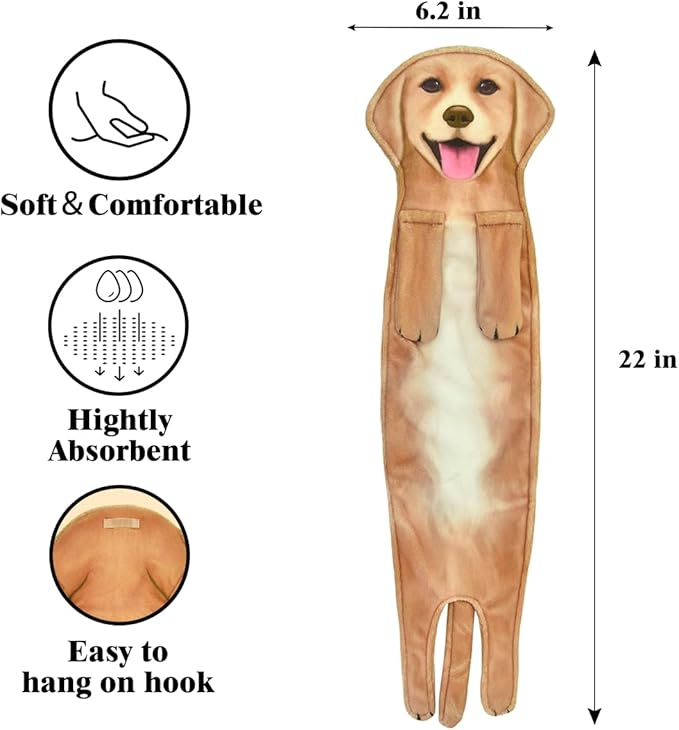 Golden Retriever Funny Hand Towels for Bathroom Kitchen Decor Dog Towel Decorative Hanging Washcloths Face Towels Super Absorbent Soft Housewarming Funny Gifts Dog Lovers for Women