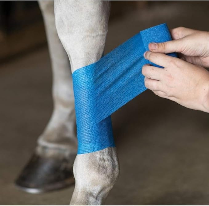 Dura-Tech Vet Flex Red Bandage First Aid Wrap | for Horses, Dogs and Others | Self-Adhesive Cohesive Tape | 4” Wide and 5 Yards of Length | Package of 18 Rolls