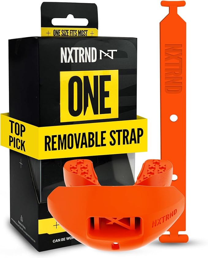 Nxtrnd One Football Mouth Guard, Strap Included, Fits Adult & Youth (Orange)