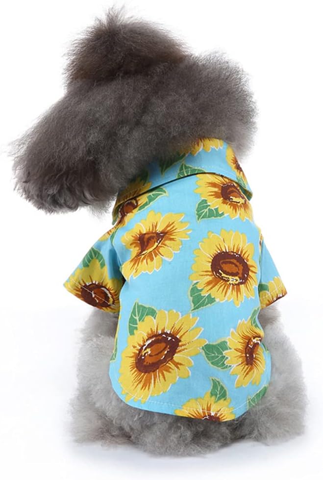 Tangpan Summer Pet Daisy Hawaiian Beach Plaid Print Shirts Clothes for Dog S06 Green S