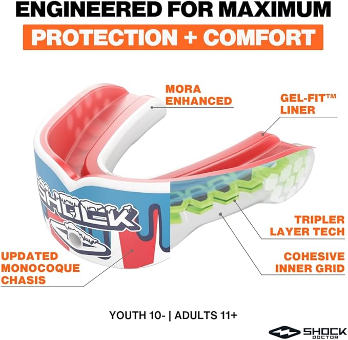 Shock Doctor, Gel Max Power Flavor Mouth Guard, Football, Lacrosse, Hockey, MMA, Boxing, Youth & Adult