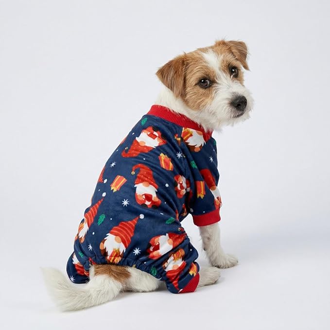 Fitwarm Gnome Dog Christmas Pajamas, Dog Winter Clothes for Small Dogs Girl, Lightweight Velvet Pet Jumpsuit, Cat Outfit, Black, Red, XXL