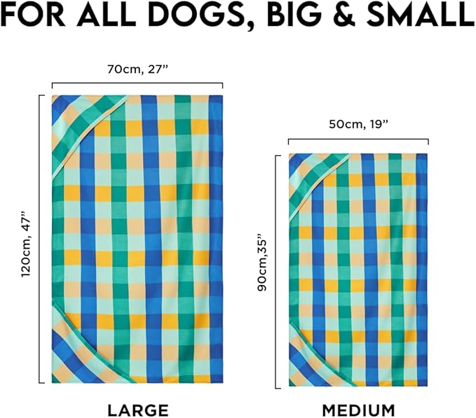 Dock & Bay Pet Towel - Super Absorbent & Quick Drying Dog Towels with Bag - 100% Recycled - Puppy Plaid, Large (120x70cm, 47x27)