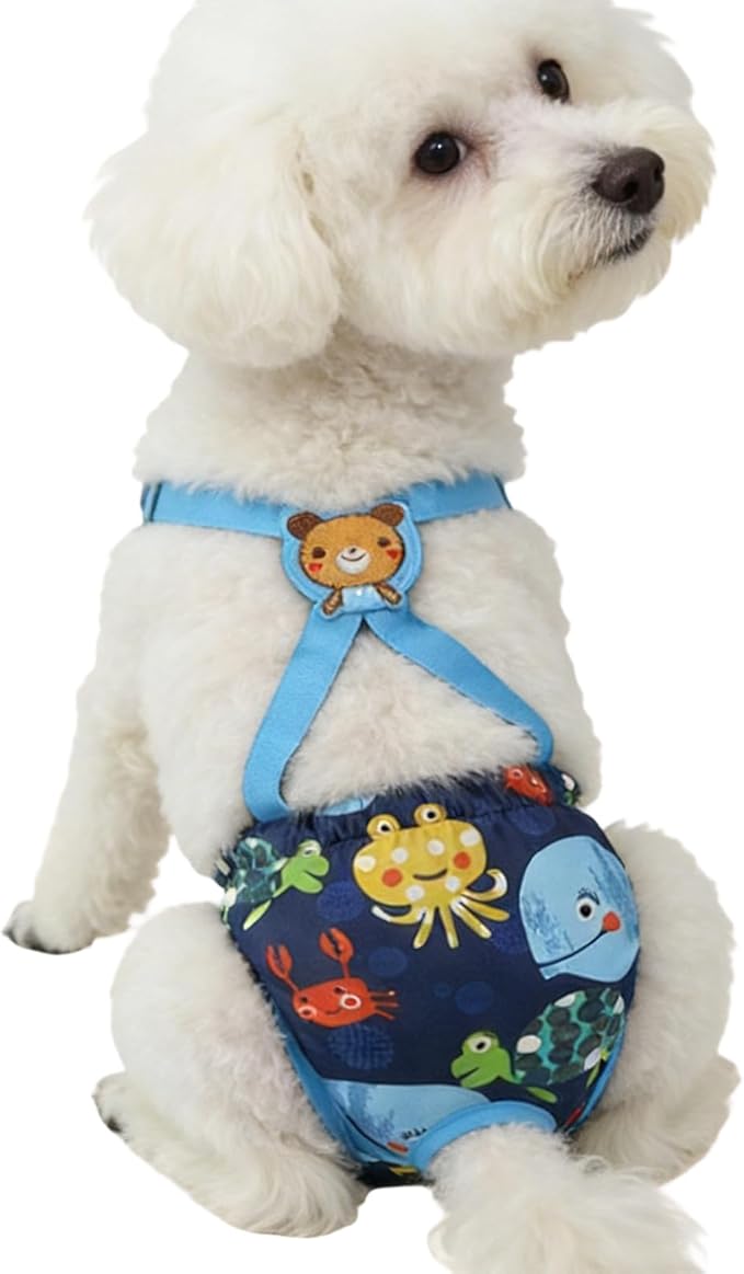 Dog Diaper Female,Washable Female Wraps with Suspender - Reusable Dog Panties | for Home Apartment Indoor Outdoor Travel Car Crate Kennel Yard Park Beach Camping