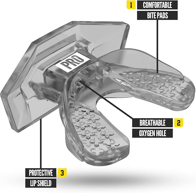 Nxtrnd One Pro Football Mouth Guard, Interchangeable Strap, Fits Adult & Youth (Transparent)