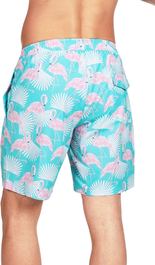 Tipsy Elves Men's Stretch Swim Trunks 7 Inch Inseam 4-Way Stretch with Mesh Liner - Quick-Dry Funny Swimwear Bathing Suit