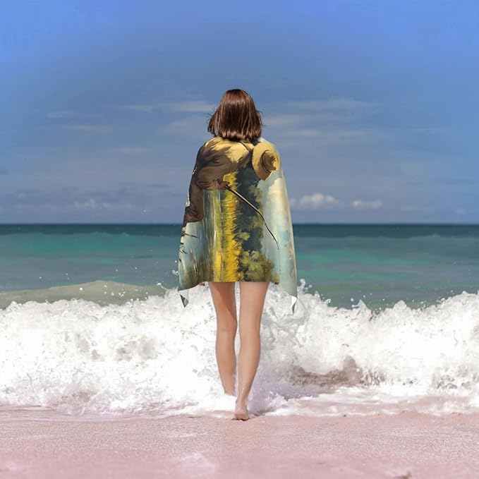 Fishing Beach Towel 31inx51in, Fish Sand-Free Microfiber Bath Towel Ultra Soft Quick Dry Pool Towel Absorbent Towel Lightweight Towel for Swimming Bathroom Decor