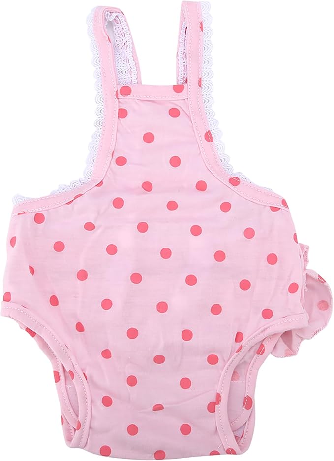 Cotton Breathable Sweet Dots Pet Suspender Pants Sanitary Menstrual Underwear for Dogs Puppies Soft Comfortable Adjustable Straps Pink Purple S M L XL XXL (M)