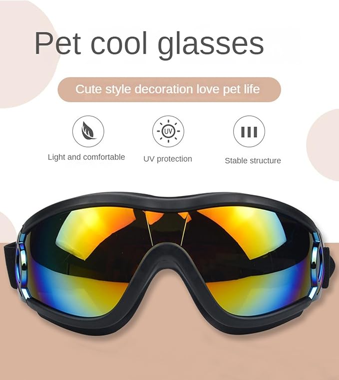 Dog Goggles Sunglasses UV Protection Wind Dust Fog Protection Pet Glasses with Adjustable Strap for Medium or Large Dog