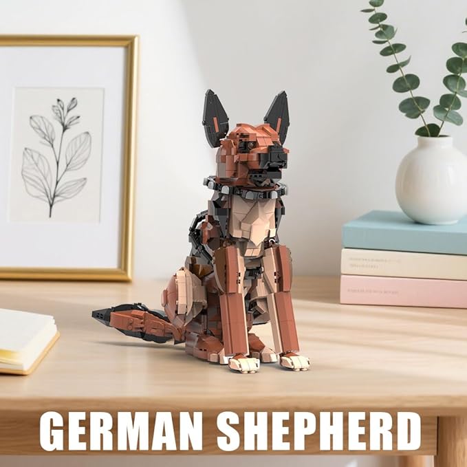 German Shepherd Dog Building Set,Movable Ears,Tail,Legs,Dog Building Block for Adults Kids,Boys and Girls,1235 pcs Animals Creator Building-Bricks Toy,Creative Gift for Dog and Animal Lovers