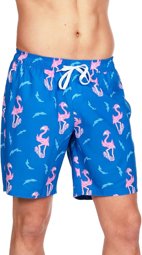 Tipsy Elves Men's Stretch Swim Trunks 7 Inch Inseam 4-Way Stretch with Mesh Liner - Quick-Dry Funny Swimwear Bathing Suit
