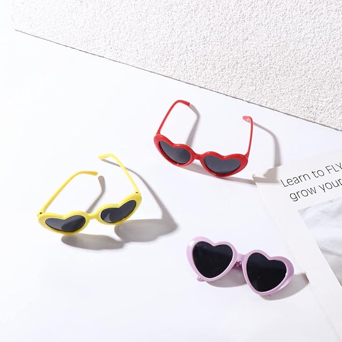 Vctitil 9 Pcs Dog Cat Sunglasses Cute Heart Pet Glasses Photo Props Eyewear Multicolor Cosplay Glasses Dolls Sunglasses Pet Accessories