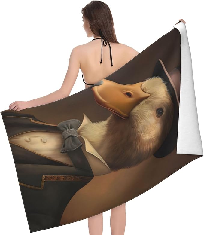Duck Beach Towel 31inx51in, Animal Sand-Free Microfiber Bath Towel Ultra Soft Quick Dry Pool Towel Absorbent Towel Lightweight Towel for Swimming Bathroom Decor