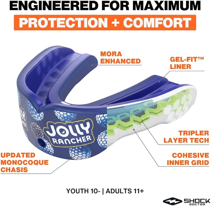 Shock Doctor, Gel Max Power Flavor Mouth Guard, Football, Lacrosse, Hockey, MMA, Boxing, Youth & Adult