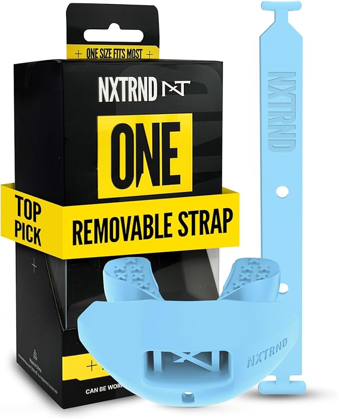 Nxtrnd One Football Mouth Guard, Strap Included, Fits Adult & Youth (Light Blue)