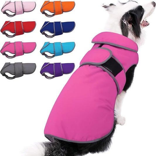 MIGOHI Warm Dog Coat Winter Dog Jacket,Waterproof Cold Weather Coats for Dogs,Fleece Jacket for Small Medium Large Dogs,Reflective Thick Fleece Vest with Leash Hole