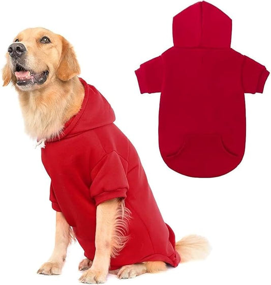 KOOLTAIL Dog Hoodie for Large Medium Small Dogs,Soft and Warm Pet Sweater with Leash Hole and Pocket Boy Girl,Puppy Fall Winter Jacket Clothes,French Pitbull Cold Weather Coat Sweatshirt,Red XL