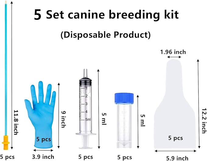 5 Set AI Artificial Insemination Dog Breeding Kit, Canine Breeding Kit, Dog Insemination Breeder Kit, Disposable Canine Artificial Insemination, Canine Breeding Supplies (5 Set, 11.8 inch) M