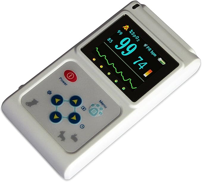 Handheld Veterinary Pulse Oximeter - Rechargeable Pet Health Monitor with Ear/Tongue Sensor, Digital Pulse Rate Meter for Dogs, Cats & Animals, Easy to Use and Accurate Monitor
