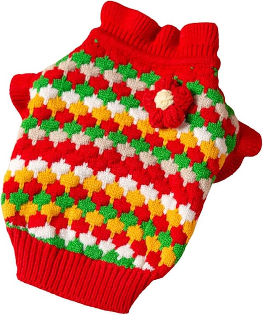 Cute Tulip Flower Sweater Winter Dog Sweater Puppy Coat Thick Dog Clothes for Small Medium Dogs Boy Girl