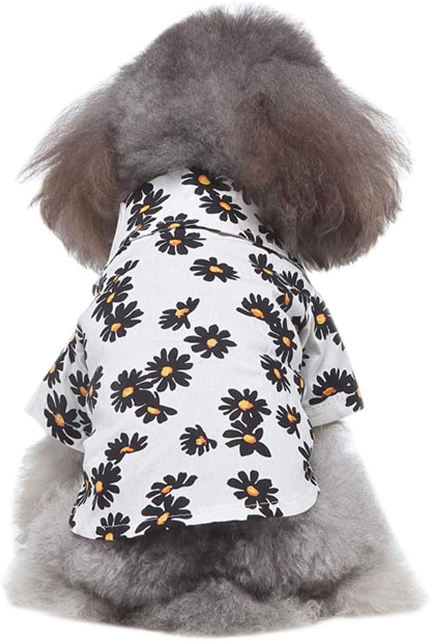 Tangpan Summer Pet Daisy Hawaiian Beach Plaid Print Shirts Clothes for Dog White XL