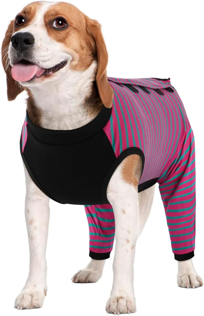 Kuoser Dog Recovery Suit for Back Legs,Soft Dog Surgery Suit with Sleeves to Stop Licking,Dogs Recovery Sleeve Elbow Protector Pet Surgical Onesie for Abdominal Wounds Dogs Cone Alternative,Rose M
