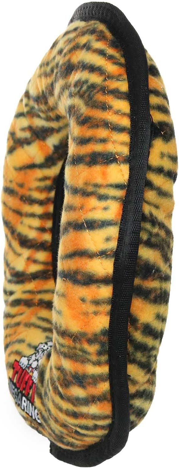 TUFFY - World's Tuffest Soft Dog Toy - MEGA - Ring -Tiger- Multiple Layers. Made Durable, Strong & Tough. Interactive Play (Tug, Toss & Fetch). Machine Washable & Floats