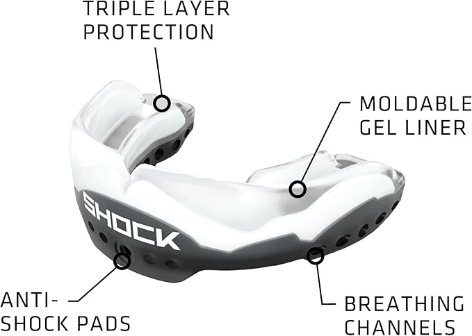 Shock Doctor Ultra 2 STC Mouth Guard w/Detachable Strap for Football Helmet, Custom Fit - Youth & Adult – Superior Protection and Low Profile Fit