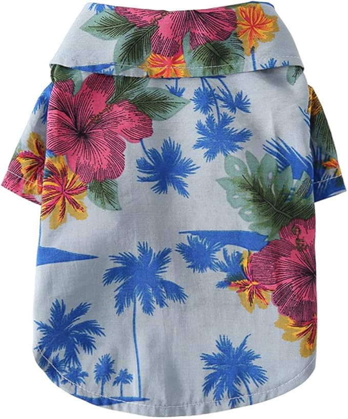 Tangpan Summer Pet Daisy Hawaiian Beach Plaid Print Shirts Clothes for Dog S11 Blue XL