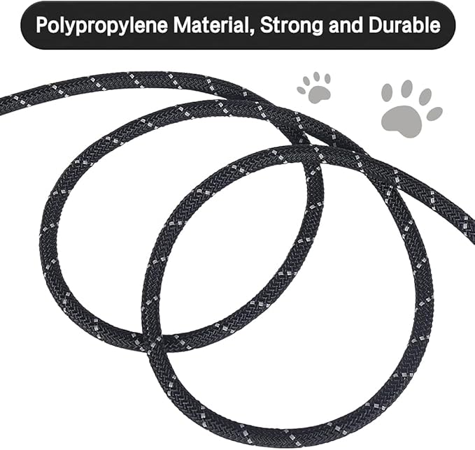 Vivifying Long Dog Leash, 32ft Reflective Dog Training Leash for Outside and Yard, Floating Long Line Lead with Soft Handle for Camping, Hiking, Swimming and Beach (Black)