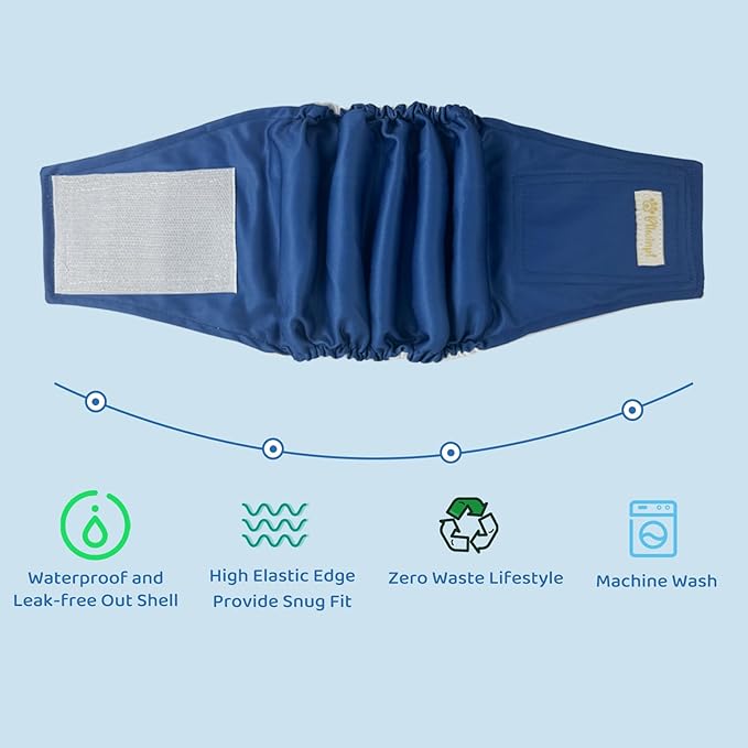 Male Dog Belly Bands Washable High Absorbing Male Dog Pee Wraps Reusable Male Dog Diapers 5 Pack (XXXL, 27” - 33” Waist)