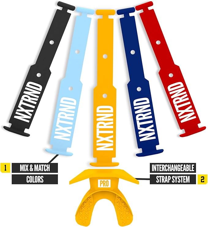 Nxtrnd One Pro Football Mouth Guard, Interchangeable Strap, Fits Adult & Youth (Yellow)