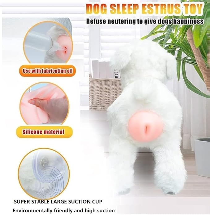 Pet Partner Toy, Dogs Interactive Plush Squeaky Toys, Male Dog Estrus Toy Durable Stuffing Dog Toys, Mating Toy for Male Dog Anxiety Relief Partner Vent Toys, for Dog Wedding Gift White 25cm/9.8