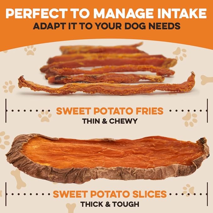 BRUTUS & BARNABY Sweet Potato Dog Treats- No Additive Dehydrated Sweet Potato Fries, Grain Free, Gluten Free and No Preservatives Added (5lb)