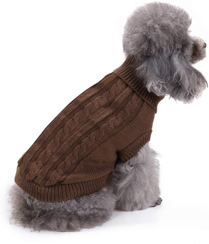 Warm Classic Turtleneck Pet Sweater - Cute Winter Coat for Small, Medium & Large Dogs & Cats - Christmas Sweater for Girls & Boys