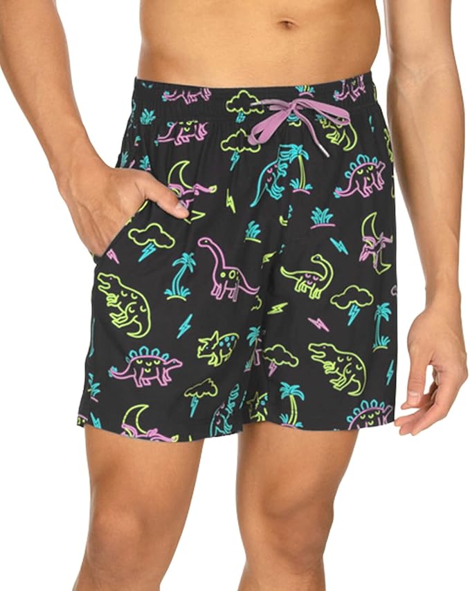 Tipsy Elves Men's Stretch Swim Trunks 7 Inch Inseam 4-Way Stretch with Mesh Liner - Quick-Dry Funny Swimwear Bathing Suit