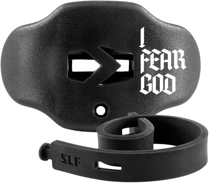 SLEEFS Football Mouth Guard - Youth Mouthguard with Strap - Lip/Teeth Protector Mouthpiece - No Boil - for Youth/Adults, Maximum Air Flow, for All Sports - I Fear God Black