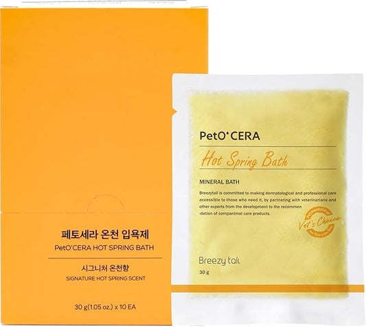 PetO’Cera Hot Spring Bath for Dogs, Alps Onsen Water, Soothes Dry, Itchy, Inflamed Skin, Conditions Coat, Hypoallergenic, Tear-Free, No-Rinse Dog Spa, Dog Grooming, 10.58 oz (10.58 oz)
