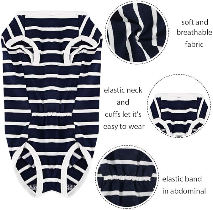 Dog Diapers Period Suit for Female Dog Sanitary Panties in Heat Male Doggy Diapers Cover Dog Onesie to Keep Diaper On Fit for Small Medium Dogs Blue Stripe/Small