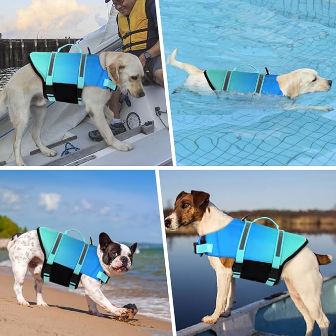Doglay Dog Life Jacket, Dog Life Vest for Swimming Boating, Adjustable Puppy Life Jacket with Reflective Stripes, Superior Buoyancy Pet Swimming Vest for Small Medium and Large Dogs