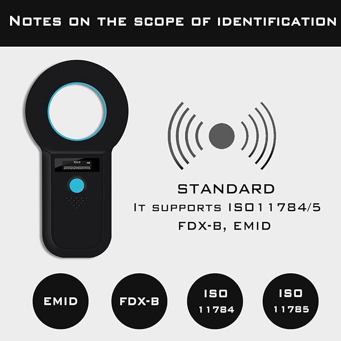 Smoostart Microchip Scanner, 1000 Records Increased Huge Data Storage Upload to PC, Scanning Distance and Speed Increase, Only Compatible with FDX-B/EMID (15/10) Digits Microchips